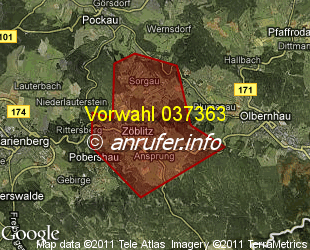Vorwahlkarte 037363 – Zöblitz