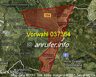 Vorwahlkarte 037364 – Reitzenhain Erzgeb