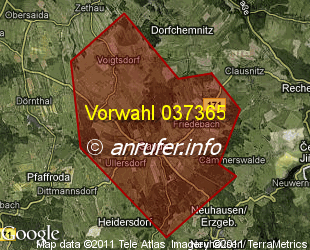 Vorwahlkarte 037365 – Sayda