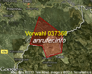 Vorwahlkarte 037366 – Rübenau