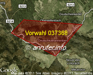 Vorwahlkarte 037368 – Deutschneudorf