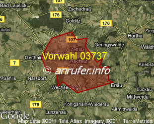 Vorwahlkarte 03737 – Rochlitz