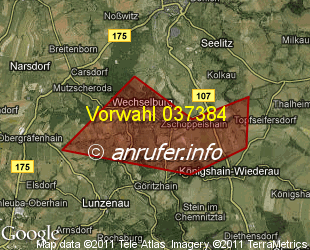 Vorwahlkarte 037384 – Wechselburg
