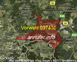 Vorwahlkarte 037430 – Eichigt