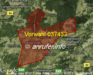 Vorwahlkarte 037432 – Pausa Vogtl