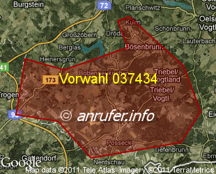 Vorwahlkarte 037434 – Bobenneukirchen