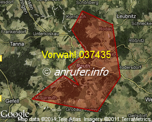 Vorwahlkarte 037435 – Reuth b Plauen
