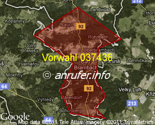 Vorwahlkarte 037438 – Bad Brambach