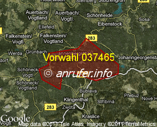 Vorwahlkarte 037465 – Tannenbergsthal Vogtl