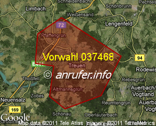 Vorwahlkarte 037468 – Treuen Vogtl