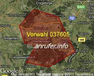 Vorwahlkarte 037605 – Hartenstein Sachs