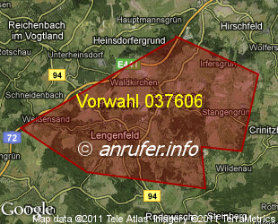 Vorwahlkarte 037606 – Lengenfeld Vogtl