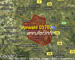 Vorwahlkarte 03762 – Crimmitschau