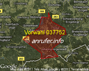 Vorwahlkarte 037752 – Eibenstock