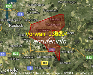 Vorwahlkarte 038204 – Broderstorf