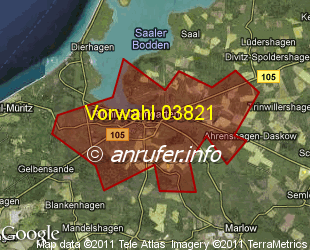 Vorwahlkarte 03821 – Ribnitz-Damgarten