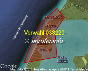 Vorwahlkarte 038220 – Wustrow Ostseebad