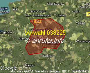 Vorwahlkarte 038225 – Trinwillershagen