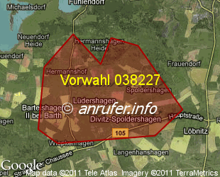 Vorwahlkarte 038227 – Lüdershagen b Barth