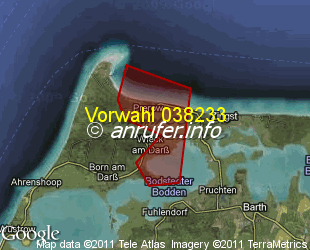 Vorwahlkarte 038233 – Prerow Ostseebad