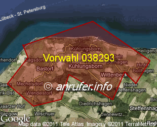 Vorwahlkarte 038293 – Kühlungsborn Ostseebad