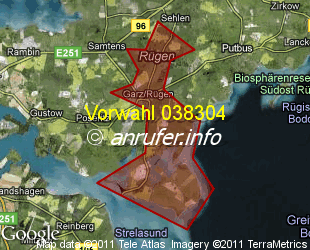 Vorwahlkarte 038304 – Garz Rügen