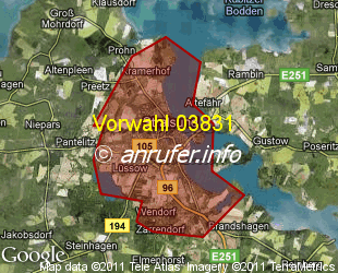 Vorwahlkarte 03831 – Stralsund