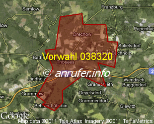 Vorwahlkarte 038320 – Tribsees