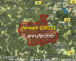 Vorwahlkarte 038322 – Richtenberg