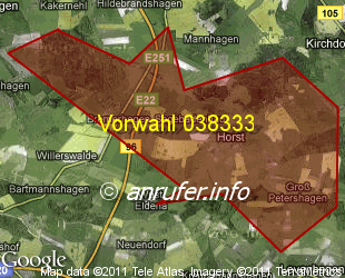 Vorwahlkarte 038333 – Horst b Grimmen