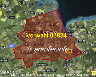 Vorwahlkarte 03834 – Greifswald