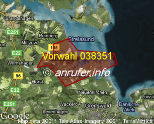 Vorwahlkarte 038351 – Mesekenhagen