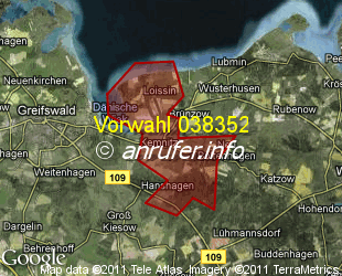 Vorwahlkarte 038352 – Kemnitz b Greifswald