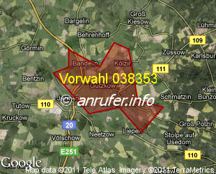 Vorwahlkarte 038353 – Gützkow b Greifswald