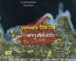 Vorwahlkarte 038354 – Wusterhusen