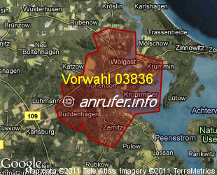 Vorwahlkarte 03836 – Wolgast