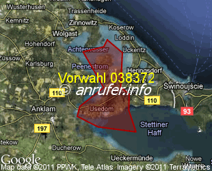 Vorwahlkarte 038372 – Usedom