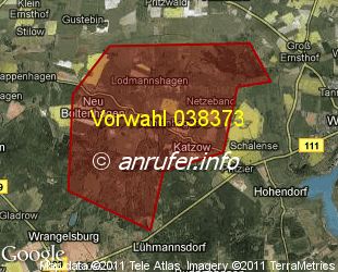 Vorwahlkarte 038373 – Katzow