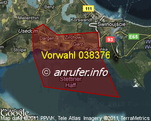 Vorwahlkarte 038376 – Zirchow