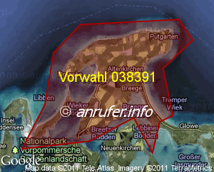Vorwahlkarte 038391 – Altenkirchen Rügen