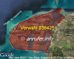 Vorwahlkarte 038425 – Kirchdorf Poel