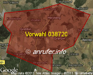 Vorwahlkarte 038720 – Grebbin