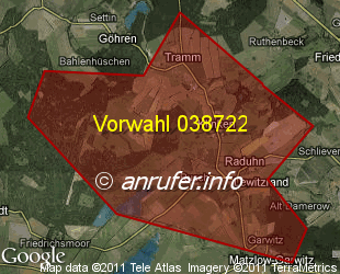 Vorwahlkarte 038722 – Raduhn