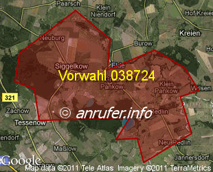 Vorwahlkarte 038724 – Siggelkow