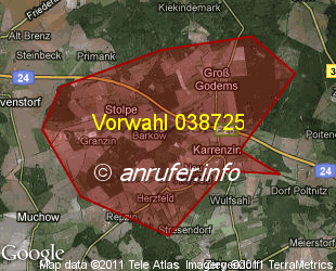 Vorwahlkarte 038725 – Gross Godems