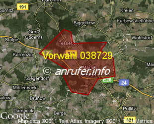 Vorwahlkarte 038729 – Marnitz