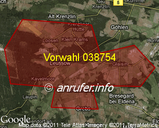 Vorwahlkarte 038754 – Leussow b Ludwigslust