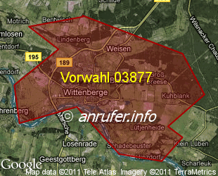 Vorwahlkarte 03877 – Wittenberge