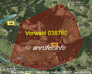 Vorwahlkarte 038780 – Lanz Brandenb