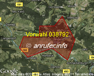 Vorwahlkarte 038792 – Lenzen (Elbe)